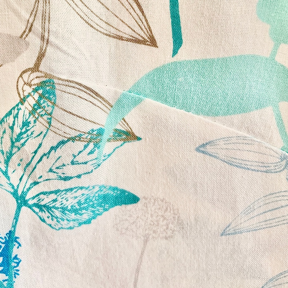 Top - Women’s Large  Blue & Green Floral on White - Picture 3 of 3